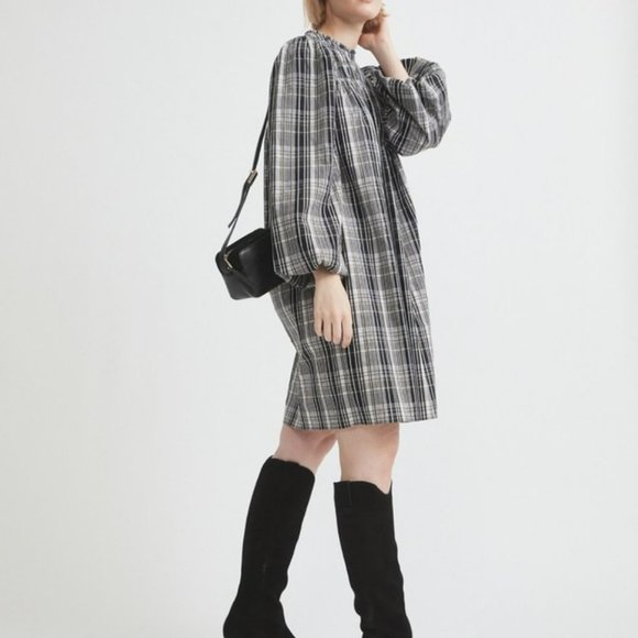 Witchery Shirred Check Waist Dress Size 8 & 12 RRP $159.95 BNWT long sleeve - Picture 4 of 6
